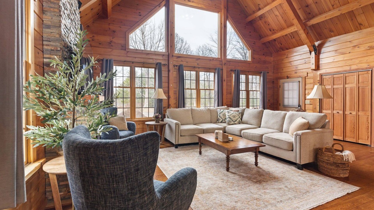 Clifford Cabin | Log Cabin, 27 Acre Modern Mountain Escape, Pool, Hot Tub and Fireplace
