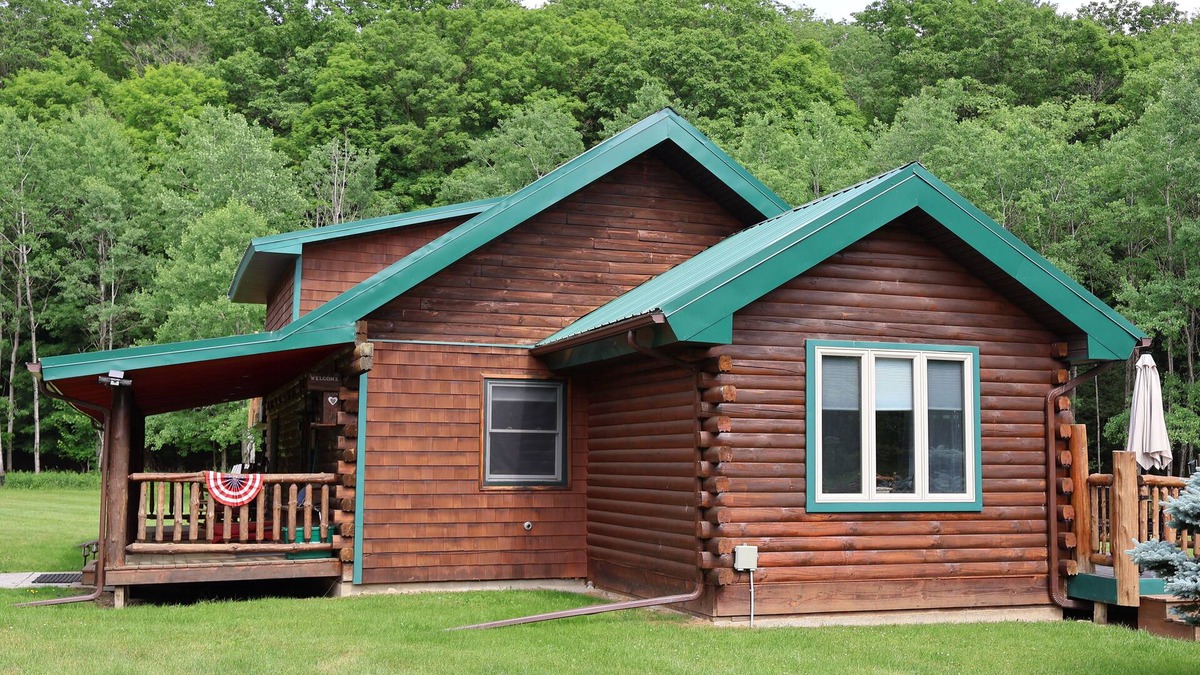 Prattsburgh House | Log Cabin Living in this rustic yet refined home with ample space and privacy!
