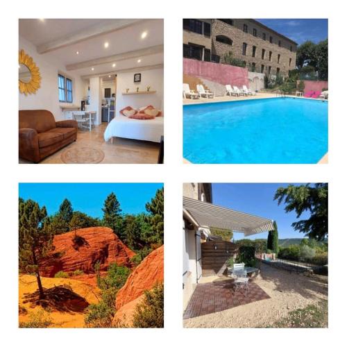 Viens Apartment | Logement d'exception près du Colorado provencal dans une résidence au calme avec piscine offrant une vue imprenable sur le Luberon depuis sa terrasse