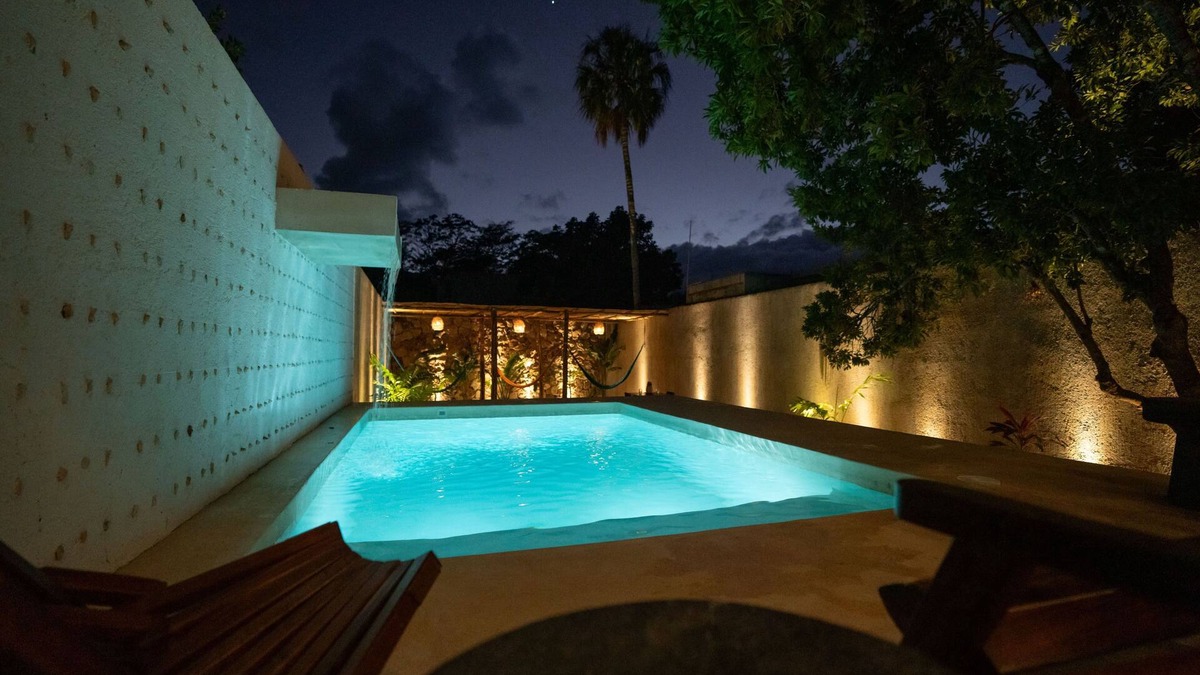 Chichen Itza - Valladolid House | Luxe Oasis w/private pool, waterfall, yoga & hammock garden. Sleeps 12. Walk Downtown.