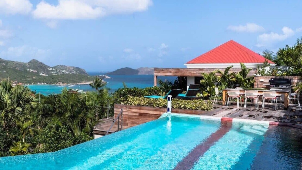 Lurin Villa | Luxe Wine Red Villa with Panoramic Sea Views