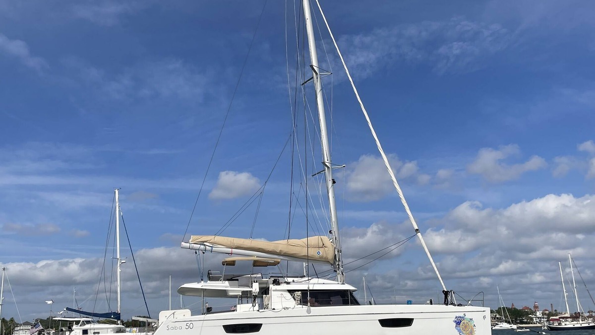 Lubbers Quarters Cay Boat Rental | Luxurious Foutaine Pajot Saba 50 Catamaran. Six cabin, six bathroom layout.