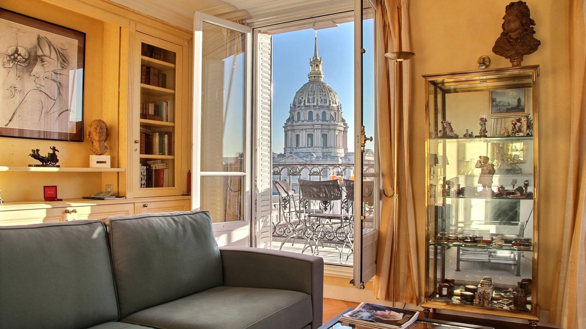 Faubourg Saint-Germain Apartment | Luxury 2 BD 2 BTH, balcony, great views of Invalides and Paris, insurance incl.