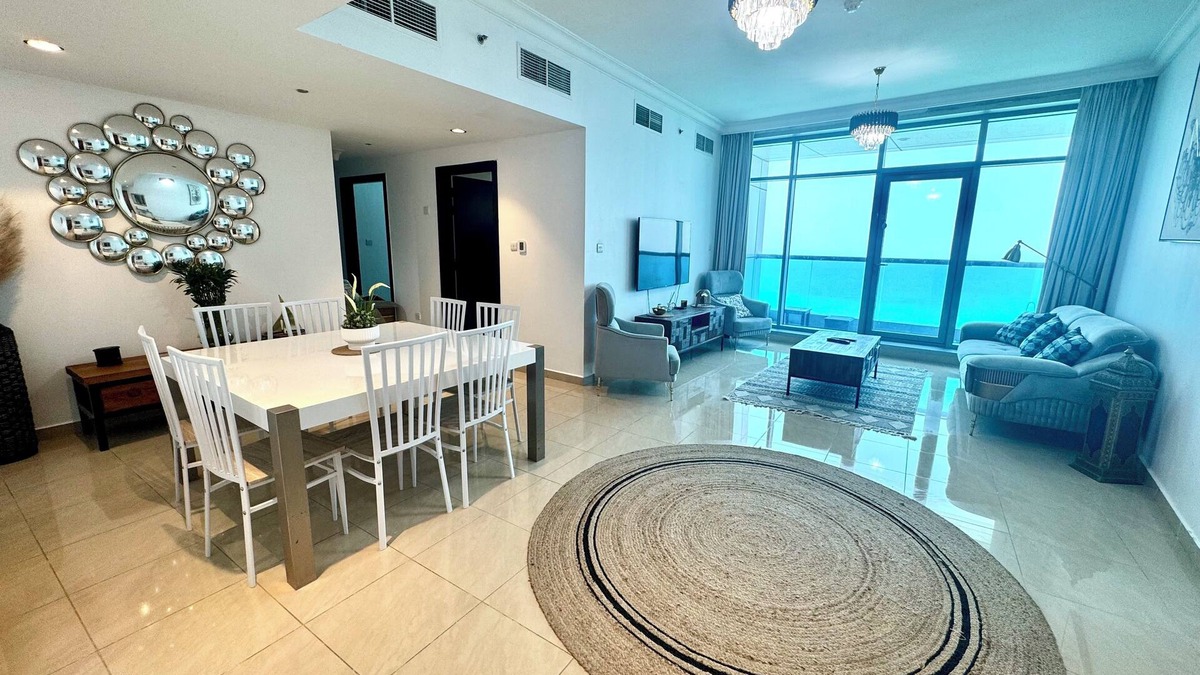 Rumailah Apartment | Luxury 2 bedrooms front beach sea view amazing WiFi, gym, pool, sauna, hammam
