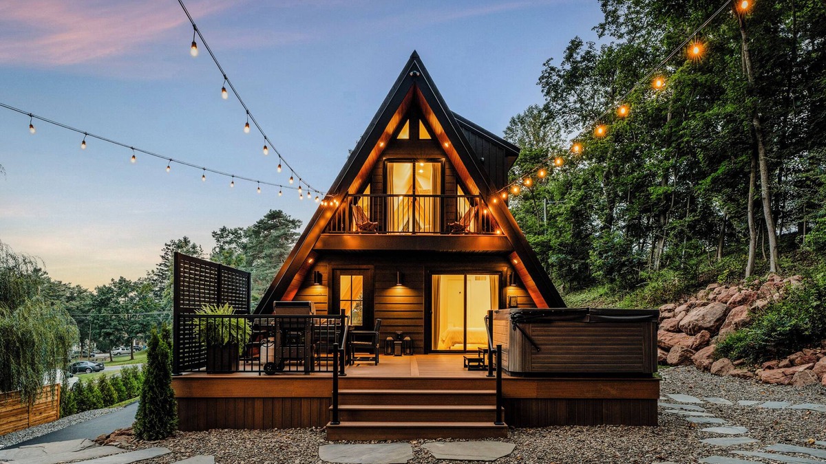 Adamstown Cabin | Luxury A-frame in Adamstown, PA with hot tub, barrel sauna & EV charger