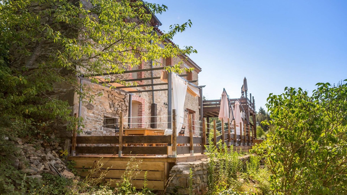 Saint-Prejet-Armandon House | Luxury atypical stone house in a hamlet with view and fireplace