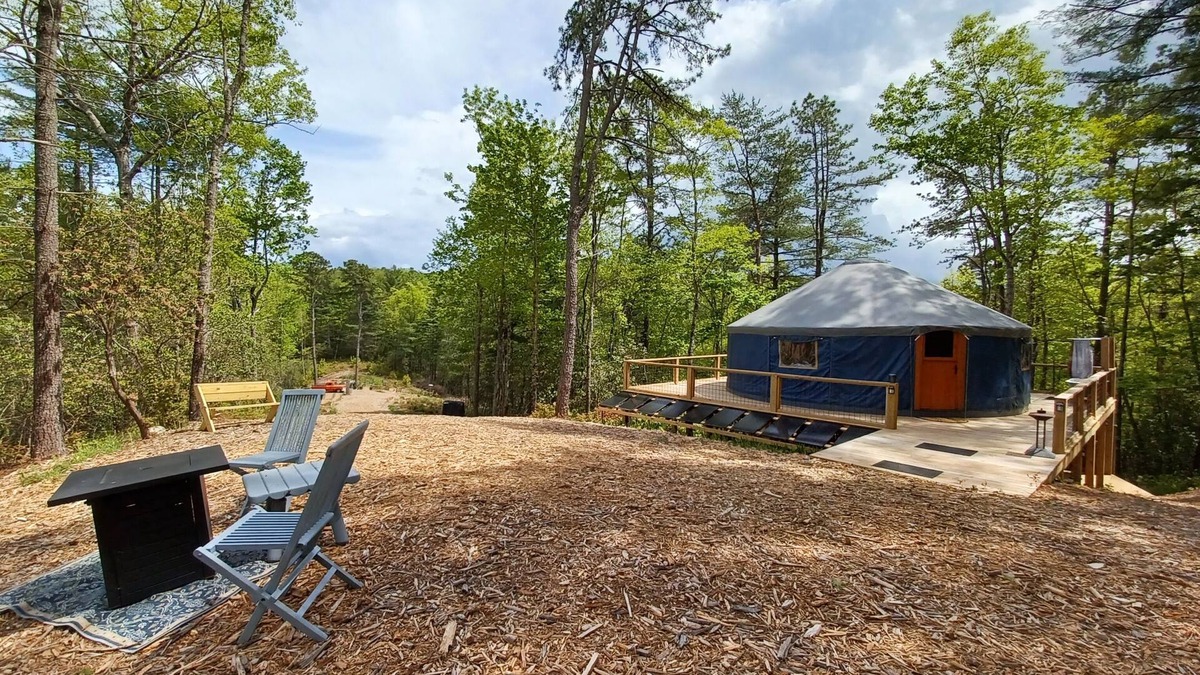 Lake Toxaway House | LUXURY GLAMPING YURT - view of devils courthouse on private 17 acres