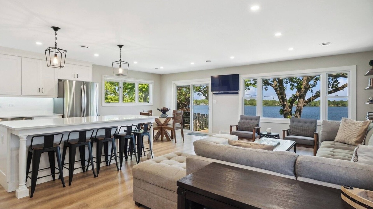 Round Lake House | Luxury Lake Home with Dock, Patio, and Deck!