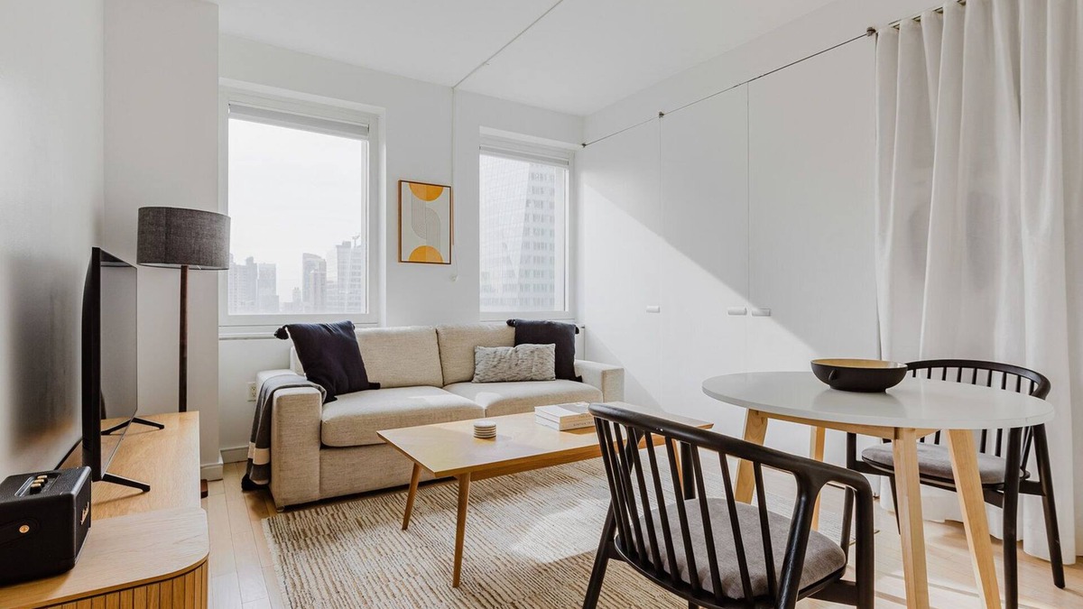 Central New York City Apartment | Magnificent Midtown 1BR w/Gym, Rooftop, A/C & W/D, by Blueground