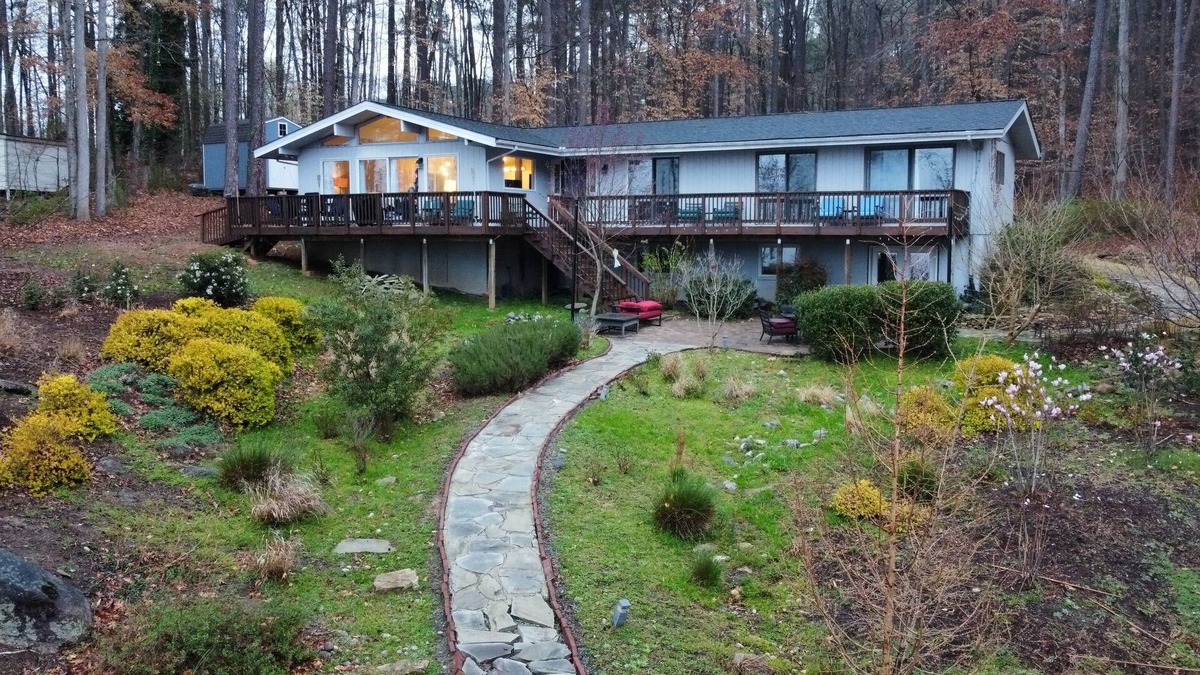 Littleton House | Main lake view, private beach and dock at Lake Gaston. Pet-Friendly!