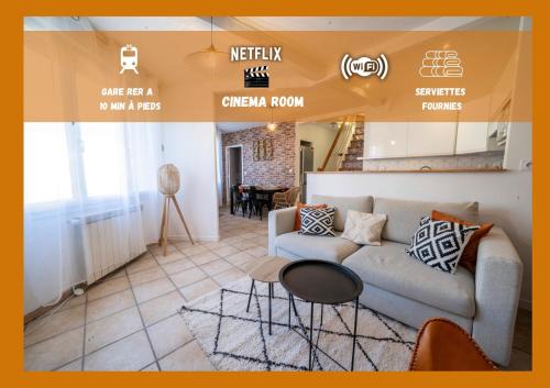 Houilles House | Maison de Brique- CINEMA ROOM-BABY-FOOT - 10min à pieds Gare RER A- TRÈS PROCHE ARENA LA DEFENSE ET PARIS