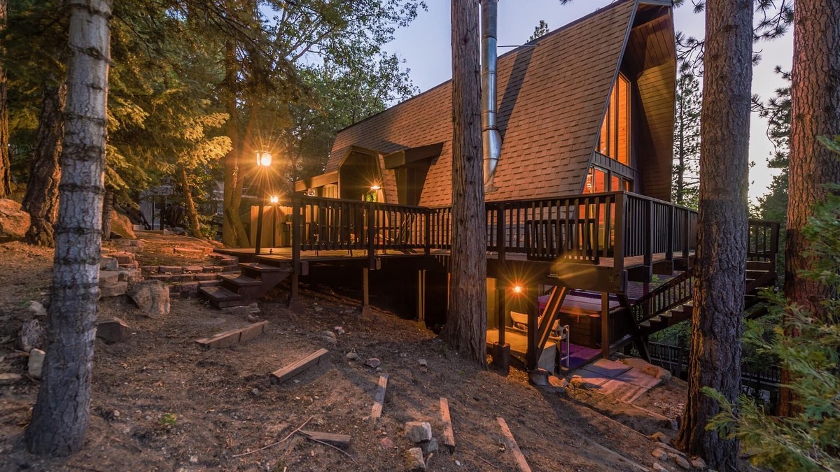 Running Springs Cabin | Mellow Mountain A-frame Hideaway with Hot Tub