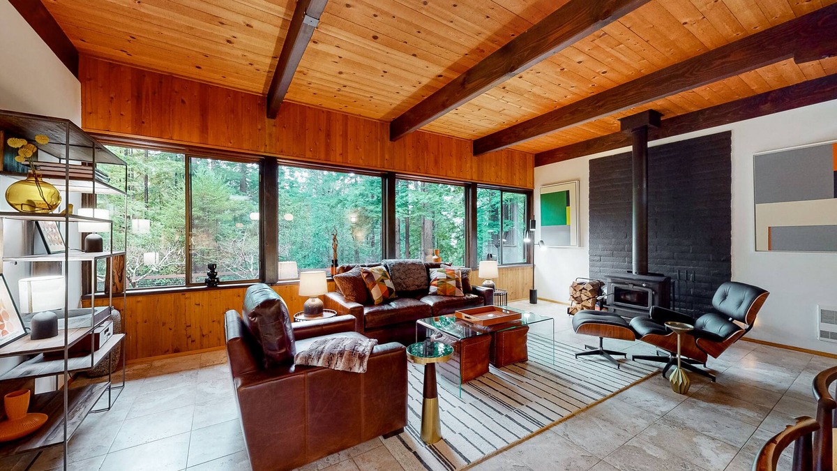 Gualala House | Mid-century home in the redwoods with expansive deck, garden & woodstove