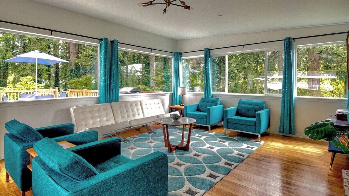 Bonney Lake House | Mid-Century Modern House w/Tiki Room & Hot Tub