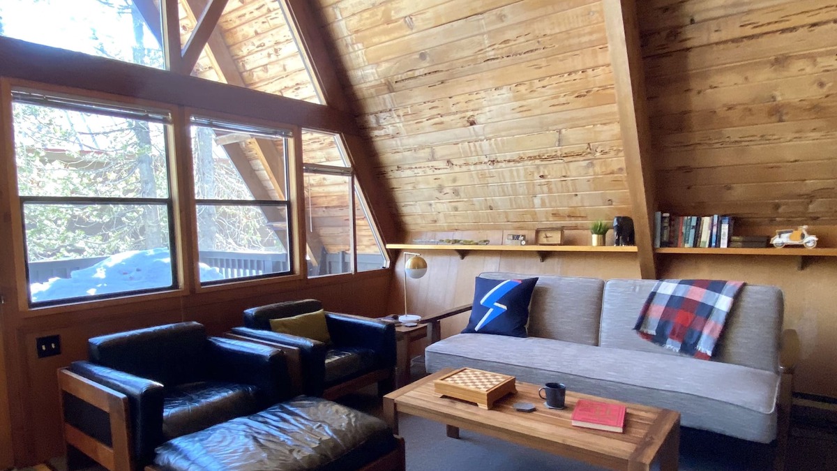 Serene Lakes House | Mid-Century Modern A-frame cabin by the lake