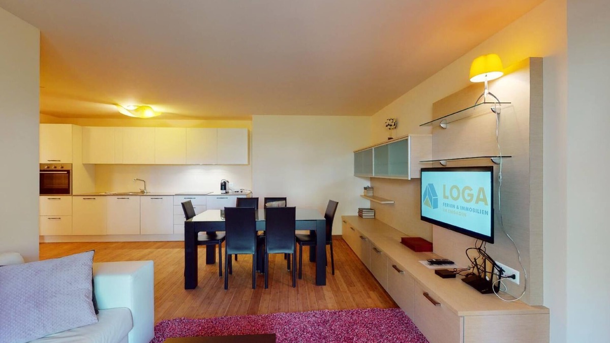 Madulain Apartment | Modern 3½ room flat on the ground floor, approx.