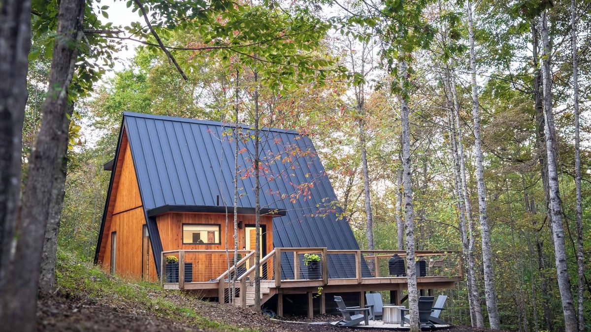 Rogers Cabin | Modern A Frame, Prime Location, 6-Acres, Fire Pit, Hot Tub, King Bed, Pets Ok