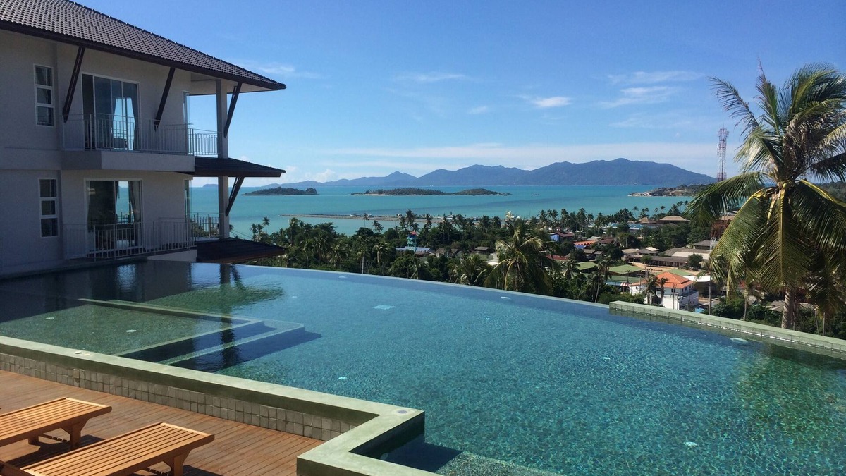 Moo 5 Condo | Modern Large Studio Apartment , Sea views & balcony, Pool, Gym near Big Budda