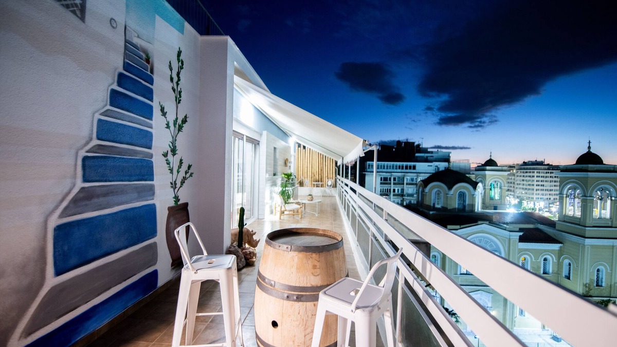 Piraeus Apartment | Modern Loft with panoramic view. Central location next to metro,train,harbor.
