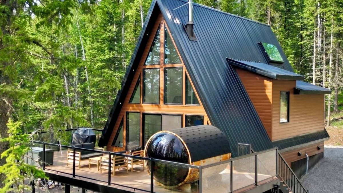Nordegg Cabin | Modern Rustic A-Frame Cabin with Barrel Sauna