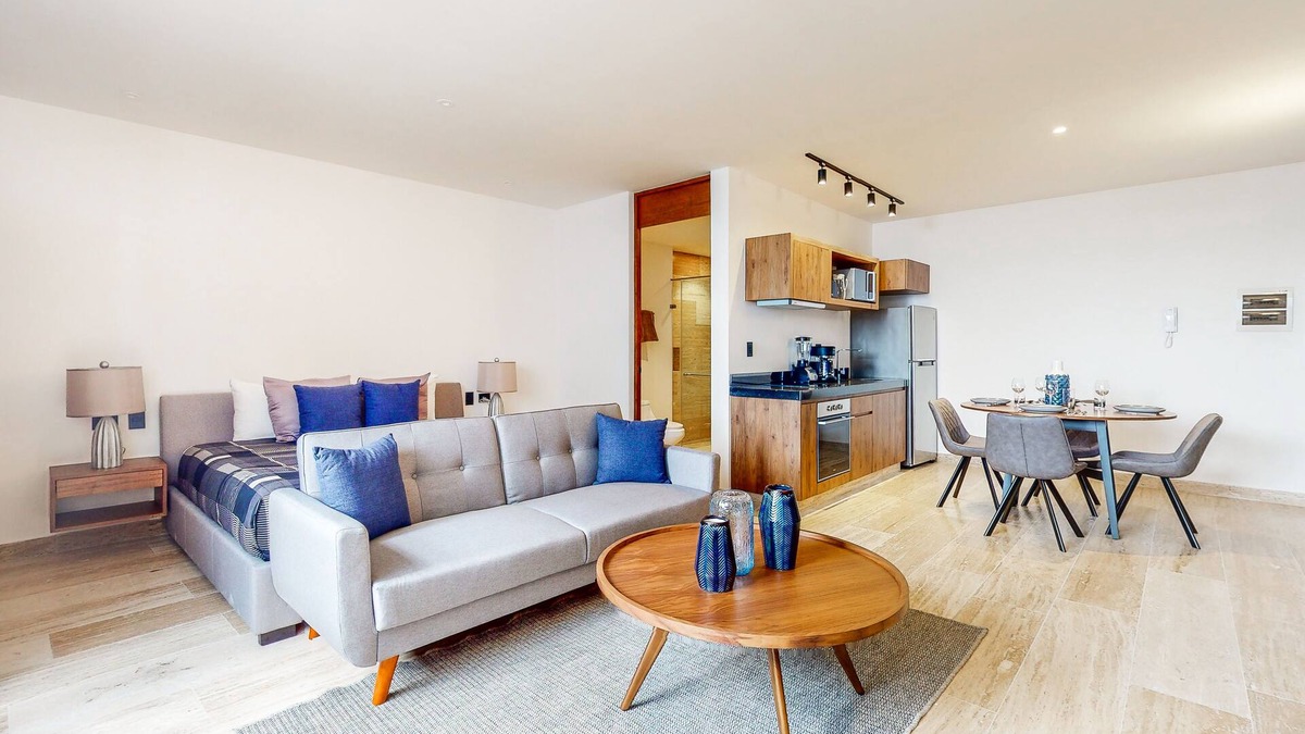 Gonzalo Guerrero Condo | Modern studio with roof lounge, pool, firepit & partial AC - walk to bars/dining