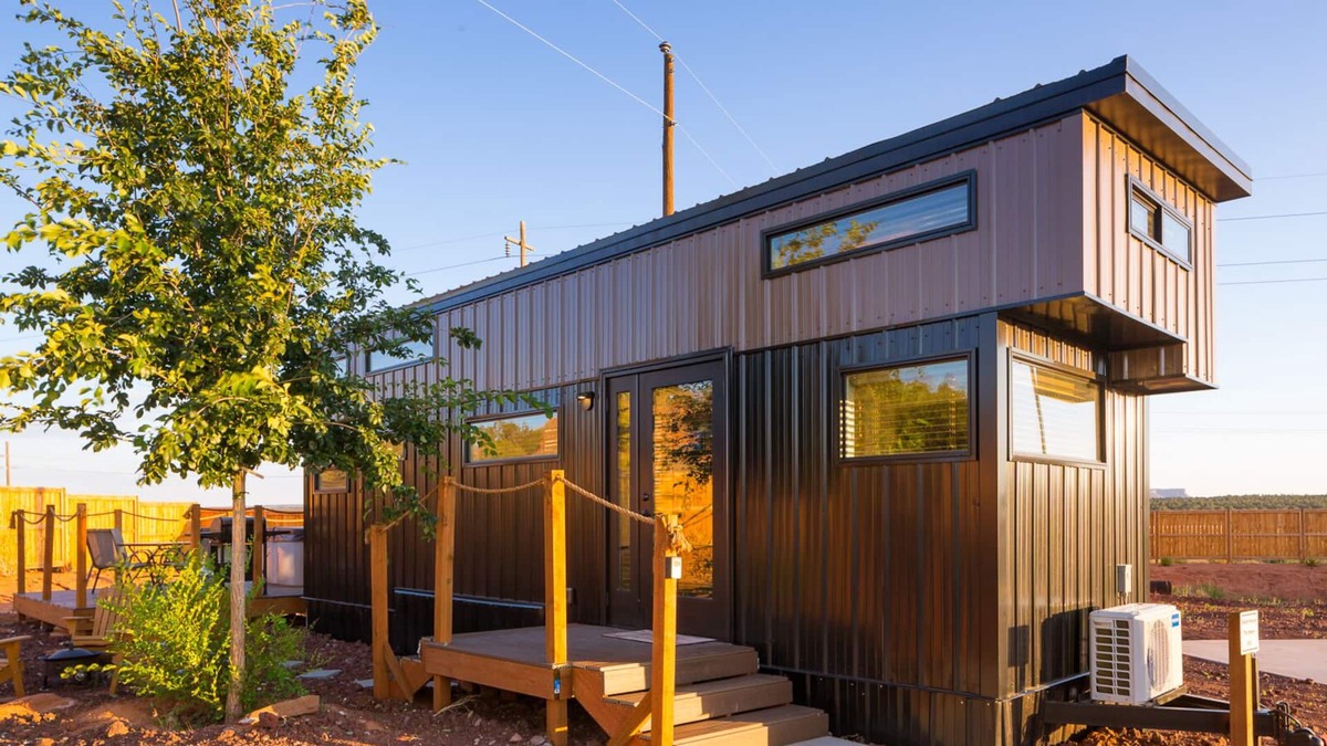 Apple Valley Cabin | modern tiny home with a hot tub and bbq