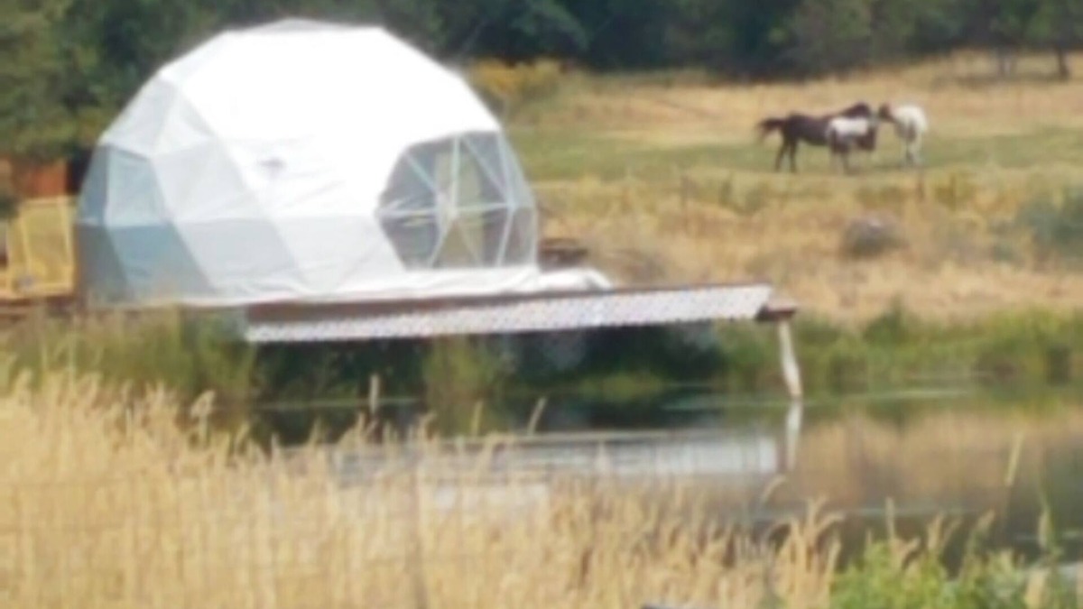 Florence Cabin | Montana Mountain Memories Geodome 20ft Glamping & Fish Pond