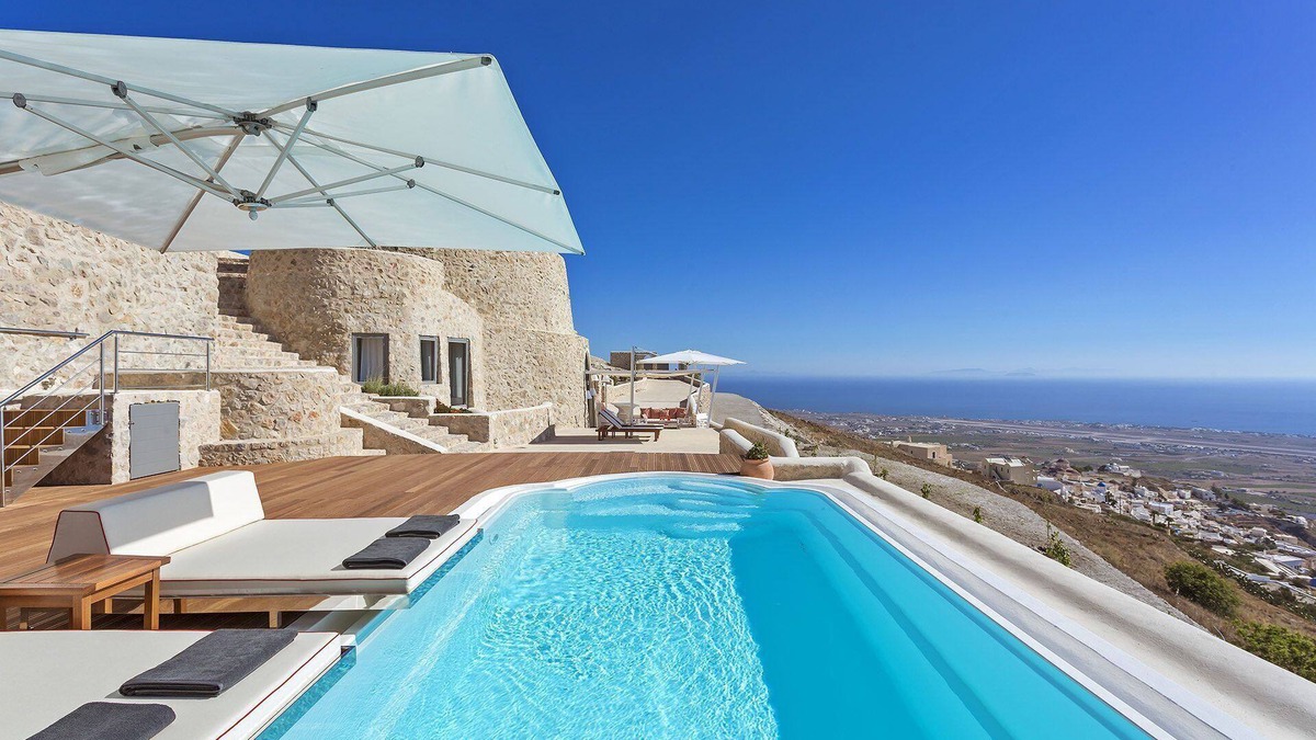 Santorini Villa | My Rental Homes - Villa Orestis with pool and amazing view of the Aegean Sea