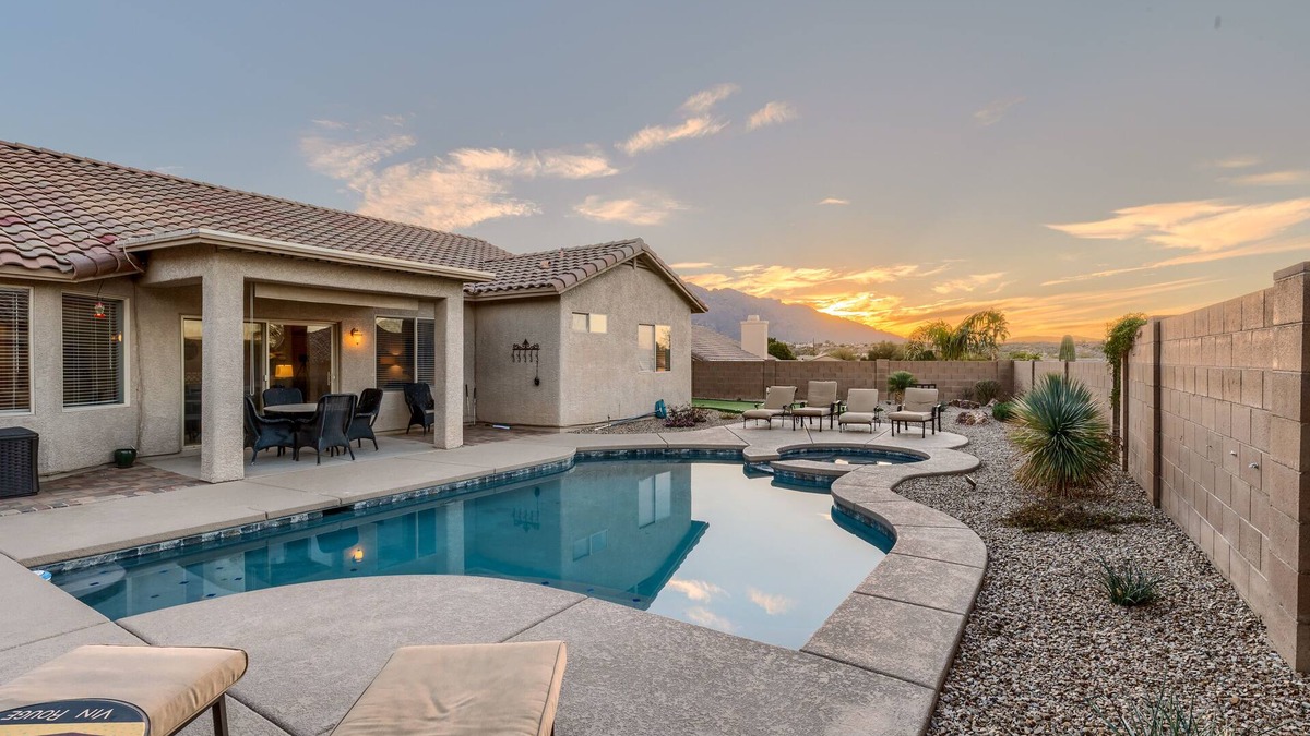 Casas Adobes House | Mystic Mirage is truly a desert oasis with pool and mountain views.