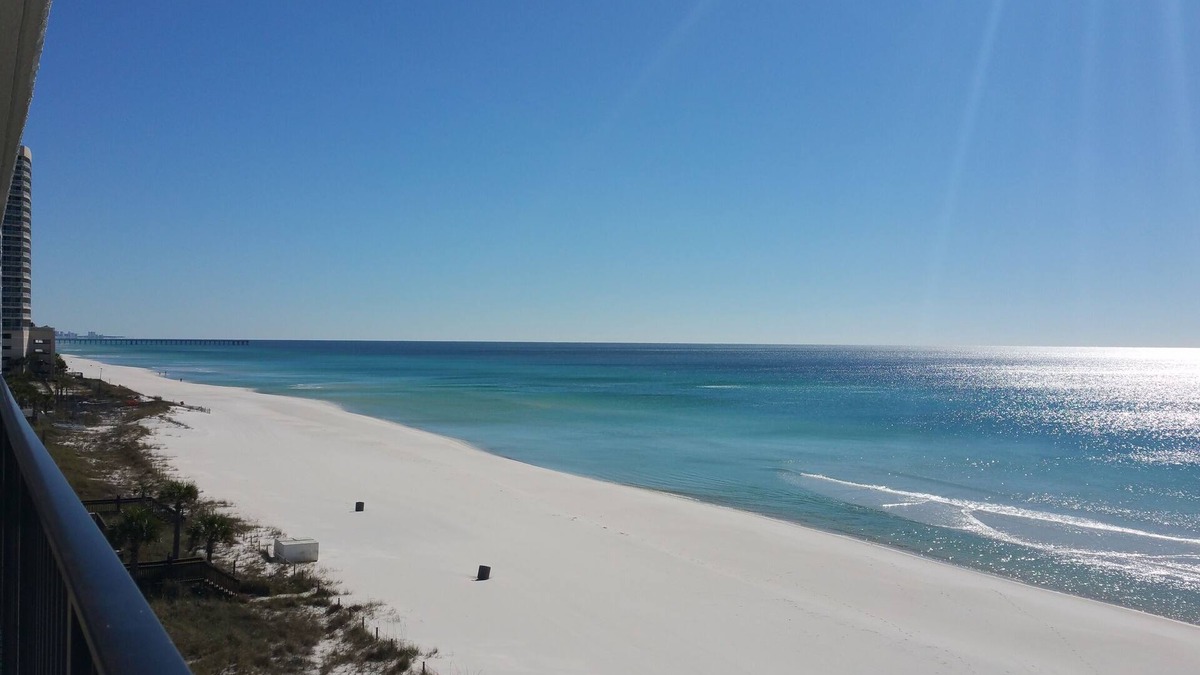 West Panama City Beach Condo | NEW Beachfront😎60'GLASS BEACH VIEWS in 2 MASTER Suites +FREE Beach Chairs😎402E