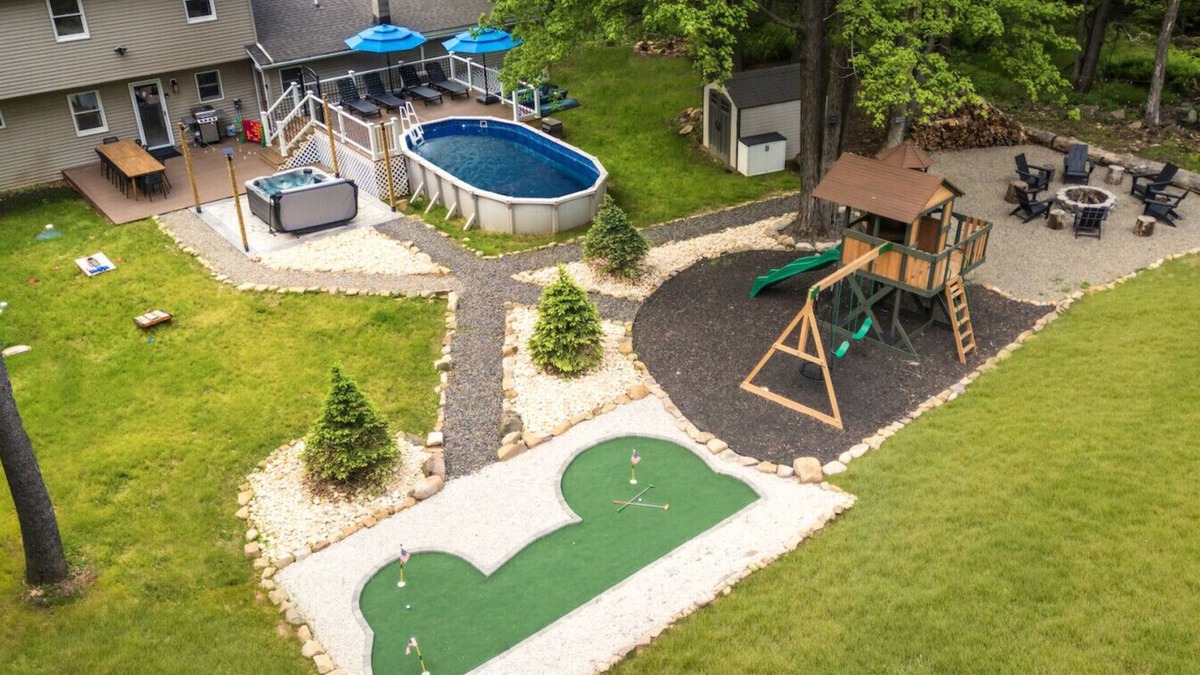 Pocono Summit House | NEW! Dream House- Heated Salt Pool, Hot Tub, Game Room, Lake Access