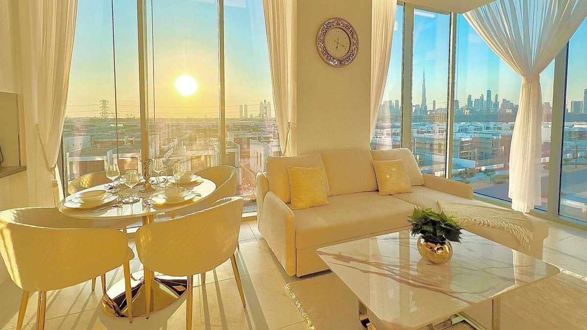 Nad Al Sheba Apartment | New Luxury Apt: Burj Khalifa, Sunset & Lagoon view