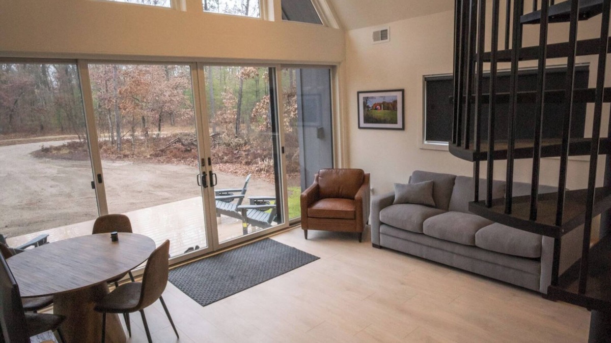 Wellston Ski Chalet | New Modern Chalet in the Woods - Near fishing, hiking, atv snow trails. Cabin 1n
