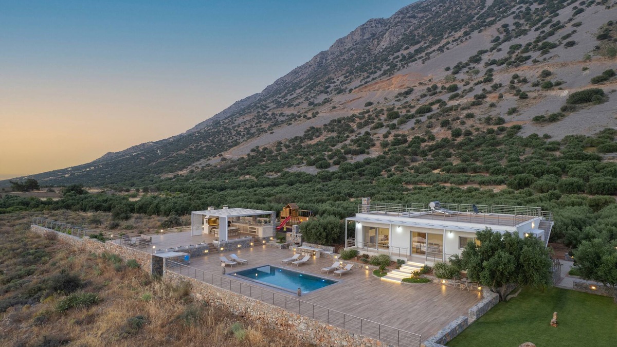 Pefki Villa | New Villa of the hill with Heated Pool, BBQ & Kids Playground