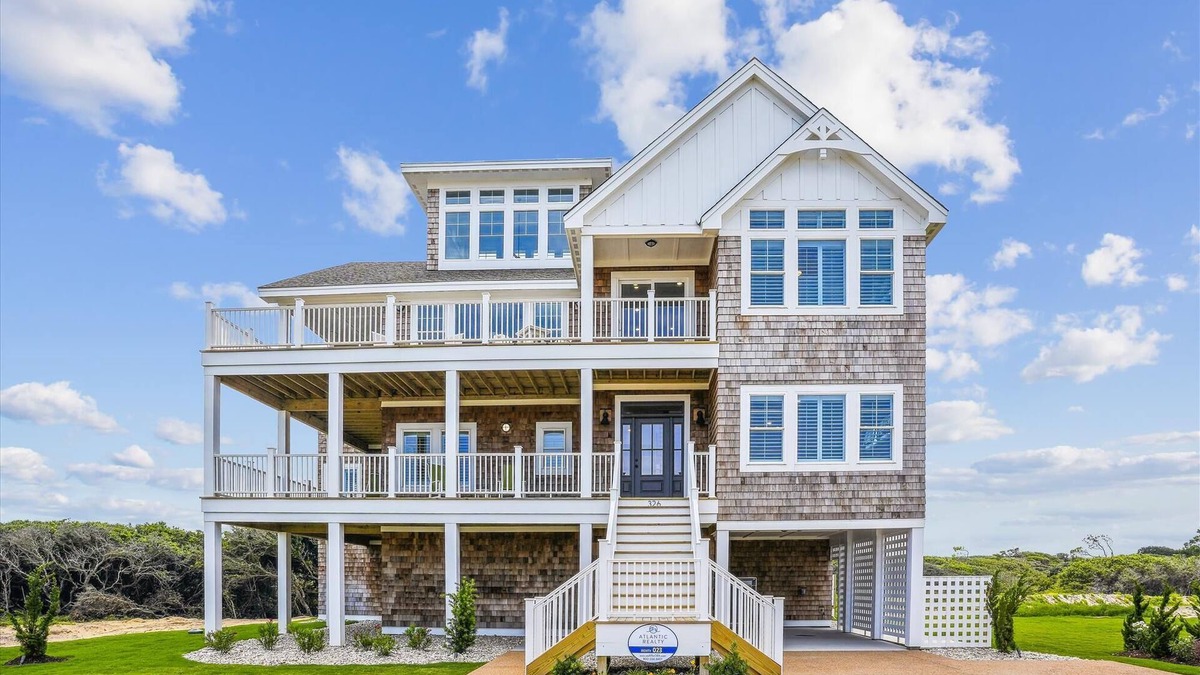 Pine Island House | Newbern - New Cons. Semi Oceanfront in Corolla with Fire Pit, Elevator, Hot Tub and More!