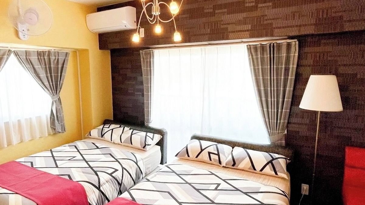 Urasoe Apartment | Nonsmoking 1K twin room equipped with a washing machine and dryer/Urasoe Okinawa
