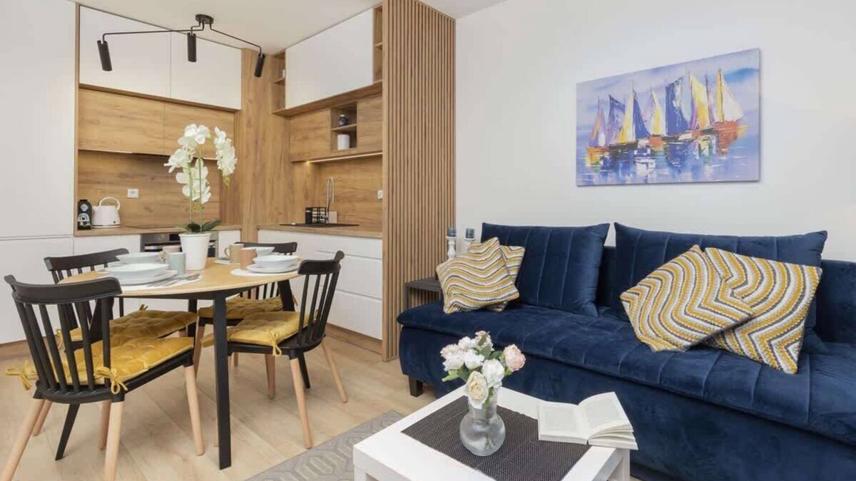 Nowy Port Apartment | Nowa Letnica | For 4 guests | Balcony & Parking