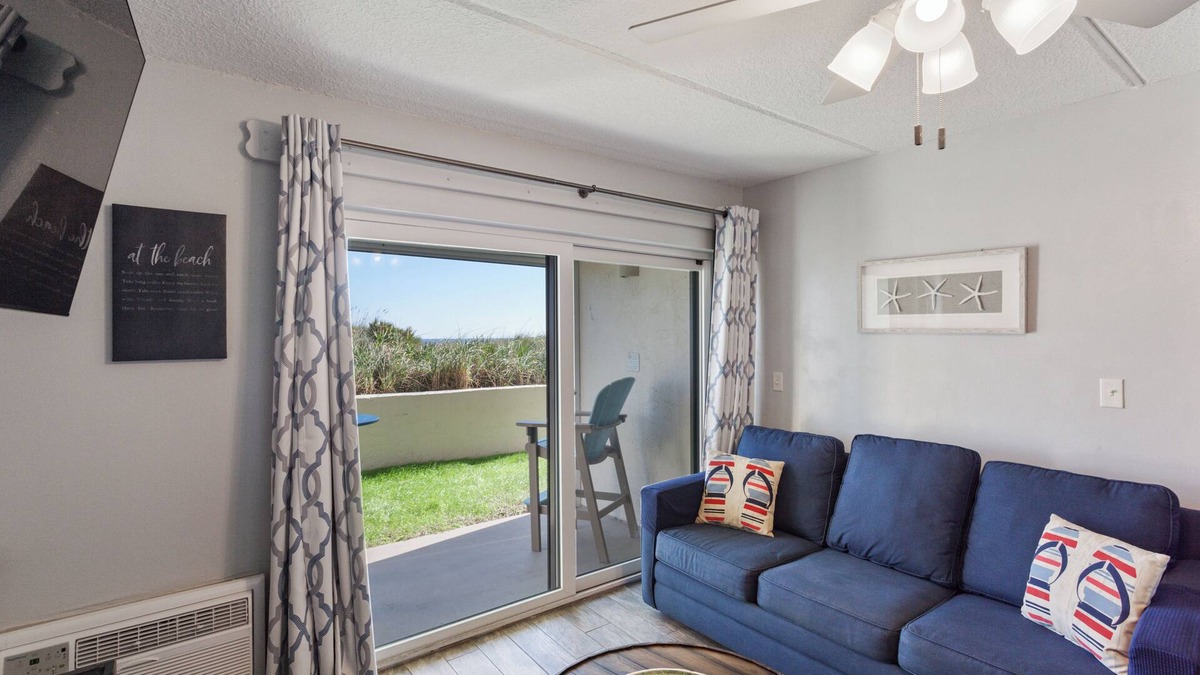 Crescent Beach Condo | Oceanfront Patio Suite with daily housekeeping and welcoming front desk staff