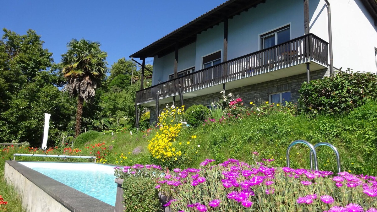 Orselina Apartment | Palm trees, Pool and Panorama: Casa Belsito, Orselina, on Lake Maggiore