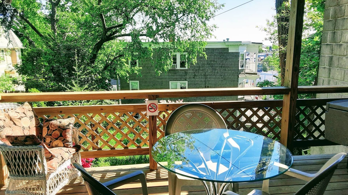 Jones Hill Apartment | Panoramic view, large deck, ground floor apartment, walk to subway and beach