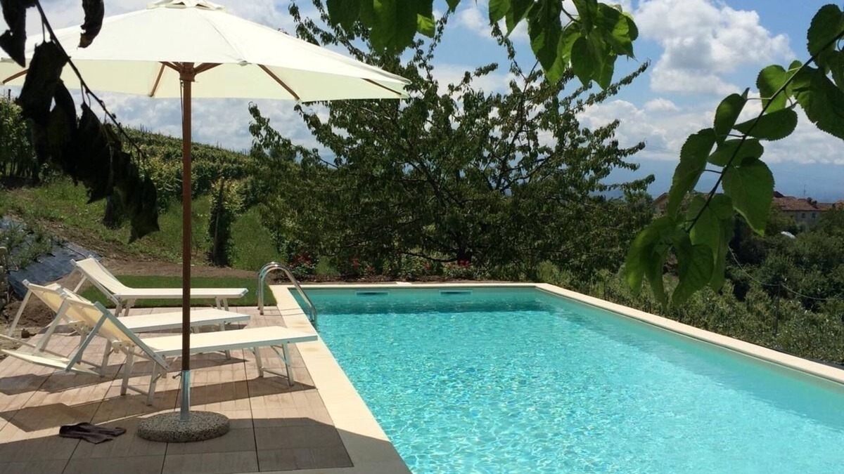 Farigliano Villa | Panoramic villa on the hills of the Langhe among the vineyards large swimming pool