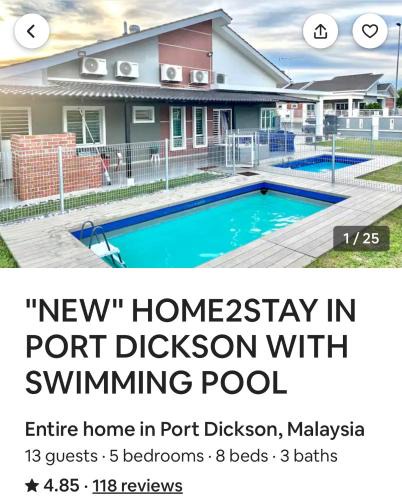 Port Dickson House | PD Swimming Pool 5 ROOM Homestay