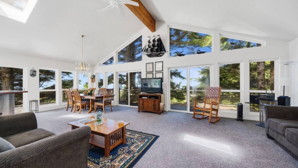 Cape Meares Cottage | Peaceful 4BR Cape Meares Home | Ocean Views, Forest Setting, Wraparound Deck + King Bed