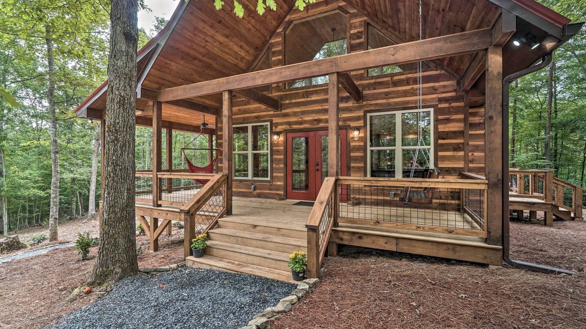 Morganton Cabin | Peaceful Cabin on 3 Private Acres: Deck & Fire Pit