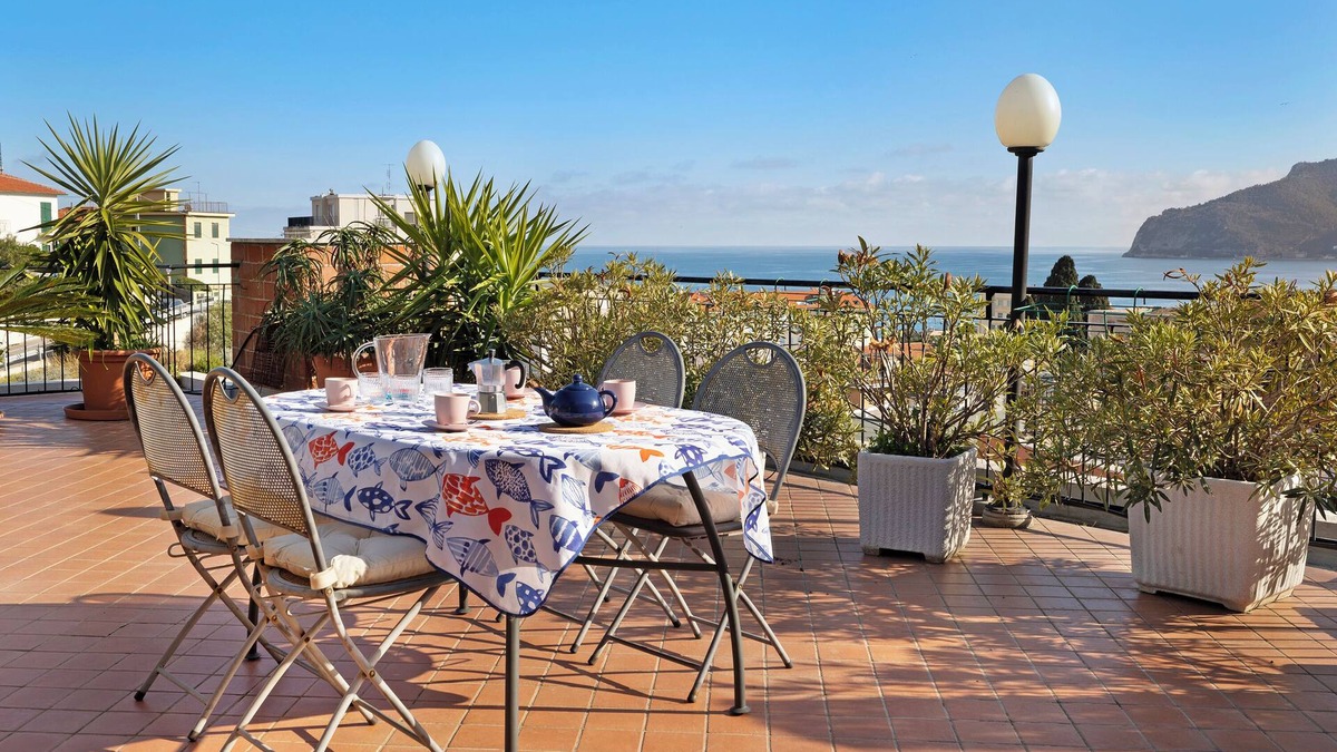 Spotorno Apartment | Penthouse apartment "Cielo E Mare" with Sea View, Private Terrace & Air Conditioning.