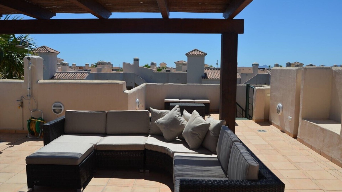 Roda Apartment | Penthouse, roof terrace, free wifi, balcony, pool views, communal pool