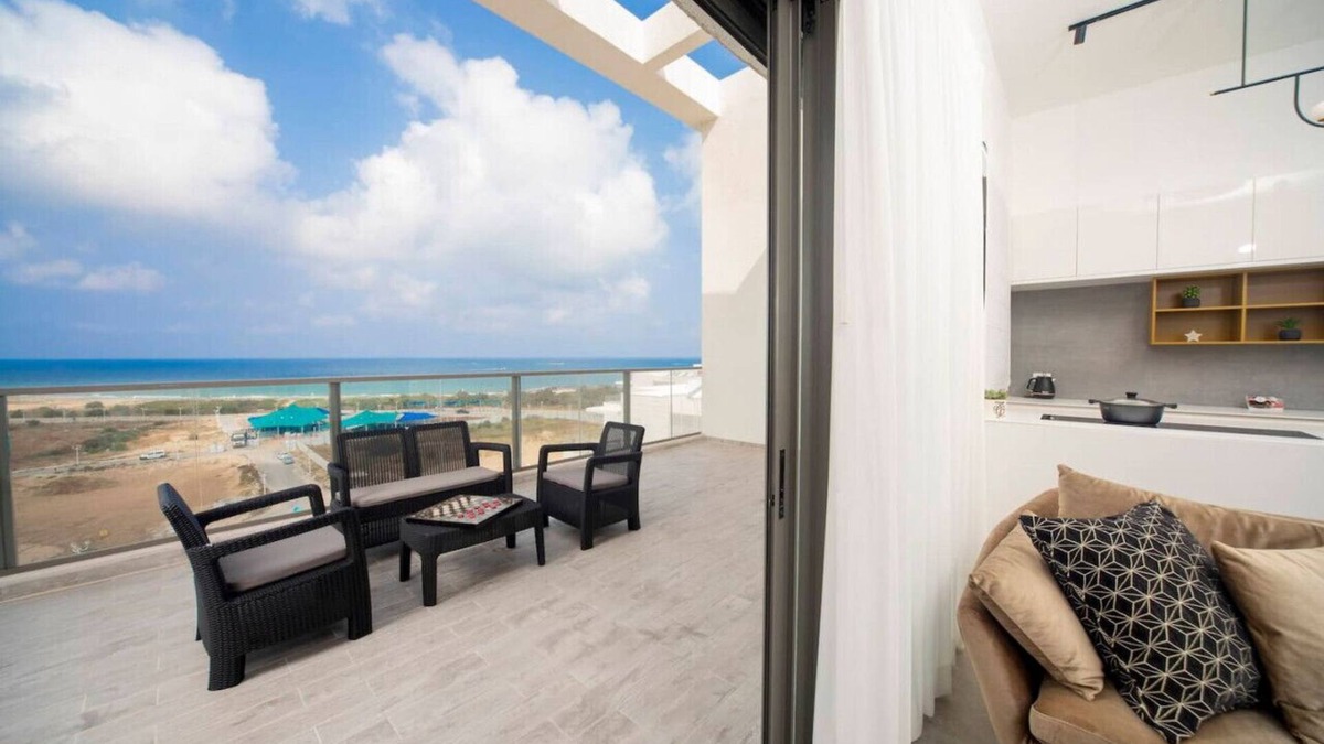 Nahariya Apartment | Penthouse Sunset Balcony by Sea N' Rent