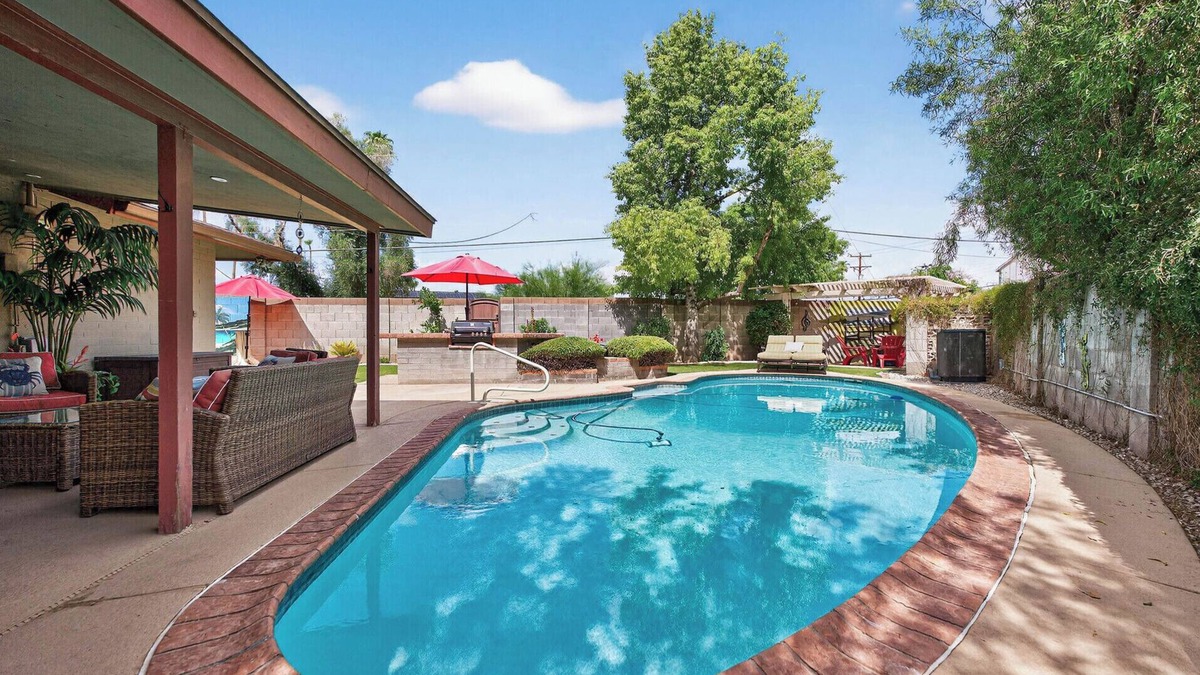 Rural-Geneva House | Pineapple Oasis - Private Heated Pool, Built-In BBQ, Game Room, ASU, Scottsdale