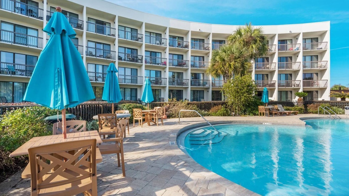 Fort Walton Beach Condo | Pirates Bay B304 – Waterfront Studio with Pool, Balcony & Marina Views!