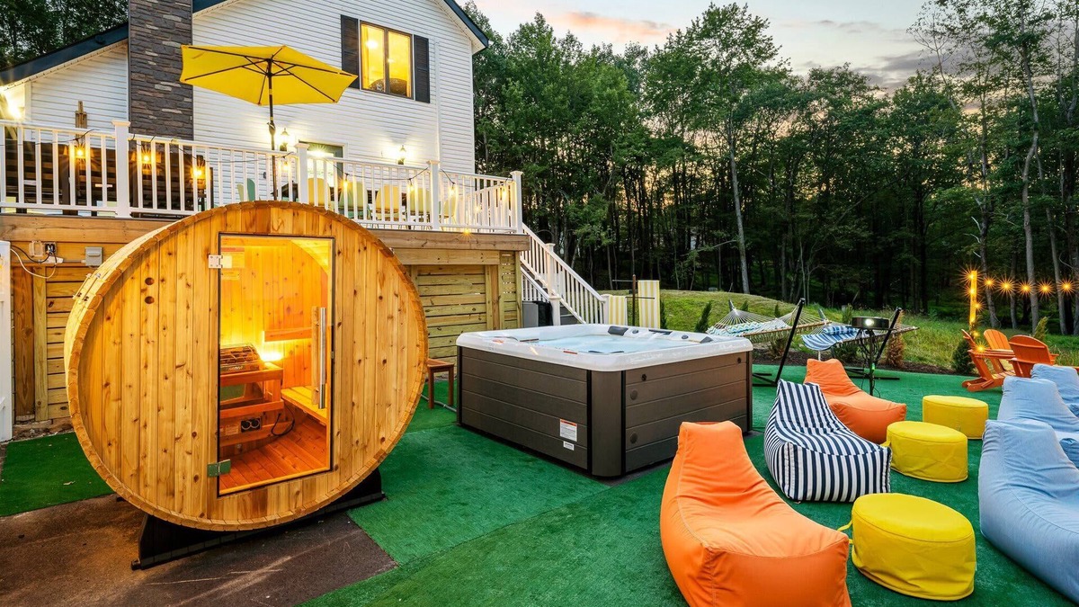 Long Pond House | Poconos Lodge - Hot Tub Sauna Game Room Fire Pit